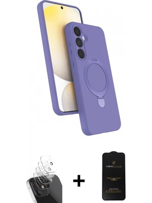 Marsilyan™- Galaxy A15 4g Kılıf Iz Işık Koleksiyonu - Siyah 6d Antistatik Mat Seramik Hayalet Nano Ekran Koruyucu + Kamera Lens Koruma Cam - Sf