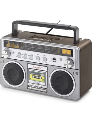 Renas Store Bluetooth Nostaljik Fm Radyo USB Tf Aux Taşınabilir Hoparlör - Gri FX2508B