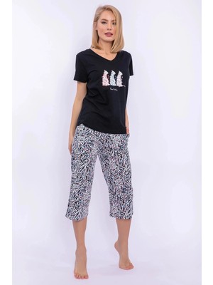 Pierre Cardin Leopard Siyah Kadın Kapri Takım
