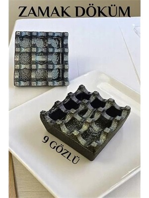 Renas Store Kapaklı Zamak Döküm Kare Küllük Metal Kül Tablası - Kafe Küllüğü Sari-Kahve 721608