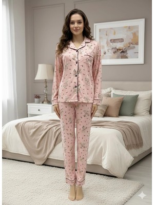 Dorelux Yeni Sezon Kadın Kışlık Süet Uzun Kollu Önü Düğmeli Yumuşak Dokulu Pijama Takımı 49002