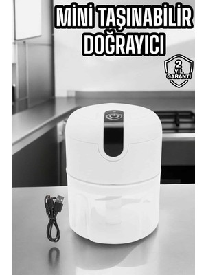 Uravas Store Şarjlı Mini El Rondosu Doğrayıcı Taşınabilir 250 ml Çelik Bıçaklı