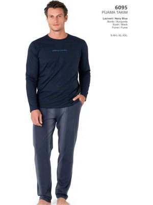 Pierre Cardin 6095 Erkek Uzun Kollu Bisiklet Yaka Pijama Takımı-Lacivert