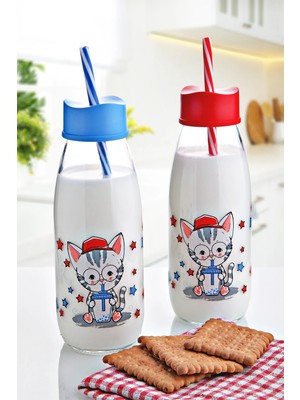 Renas Store Hayvan Figürlü Pipetli Su Süt Şişesi Cam 500 ml