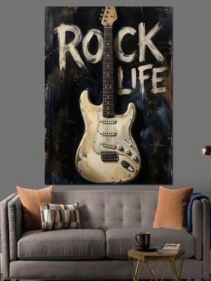 Karizma Tablo Rock Life Gitar ve Duvar Dekoratif Kanvas - Mdf Ahşap Tablo