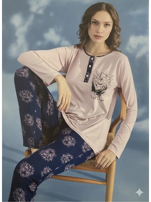 Dorelux Yeni Sezon Kadın 3 Düğmeli Bisiklet Yaka Viskon Pijama Takımı 35924