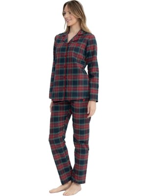 U.S. Polo Assn. Orijinal Lisanslı Kadın Lacivert Boydan Patlı Pijama Takımı  17130