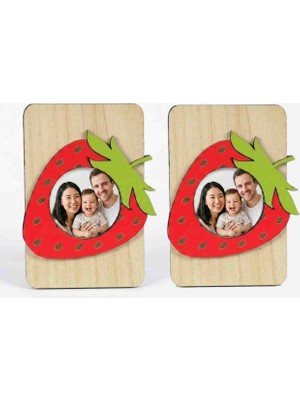 2'li Çilek Desenli Buzdolabı Çerçeveli Magnet