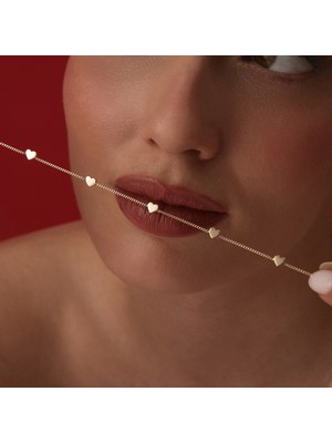 Cherry By Özkonak Çoklu Kalp Figürlü Altın Bileklik