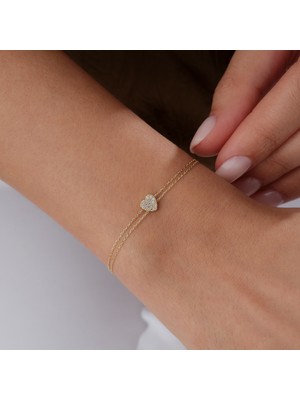 Cherry By Özkonak Stone Heart Çift Zincir Altın Bileklik