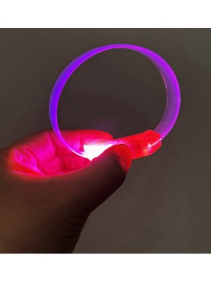 EkoAlışverişDünyam 3 Modlu Pilli LED Işıklı Esnek Parti Bilekliği Pembe