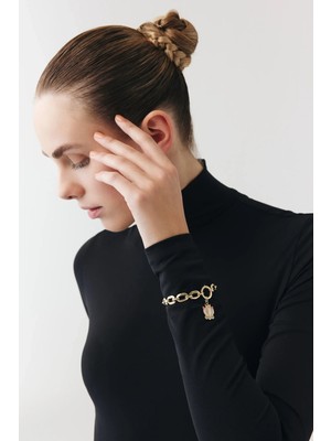 Goldium Jewellery Altın Pembe Lotus Charm Bileklik