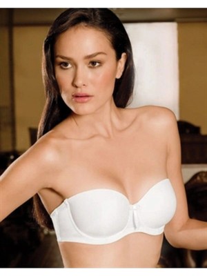 Nurteks Kadın Beyaz Dolu Kap Strapless Sütyen 195