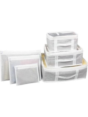 EkoAlışverişDünyam Bavul Içi Düzenleyici Valiz  Organizer 6 Lı Set - Çizgili