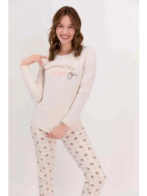 Arnetta Kadın Uzun Kol Namastay Yazılı Pijama Takımı (Anne Kız Takım Yapılabilir Fiyatlar Farklıdır)
