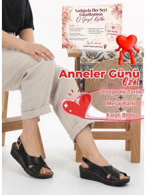 Altın Pabuç Anneler Gününe Özel Kadın Anne Terlik Sandalet Hediye Paketli Not Kartlı ve Kalpli Biblo Hediyeli Rahat Yumuşak Taban Ev Dışarı Terliği