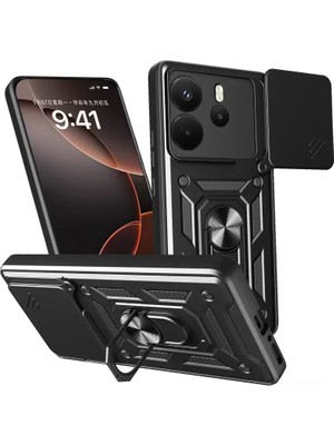 Prativas Newface Redmi Note 14 4g Pars Lens Yüzüklü Silikon - Siyah