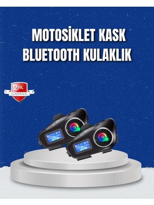 Renas Store LCD Ekranlı Bluetooth Kask Kulaklığı Fm Radyo Sd Kart Girişli
