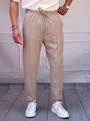 Modefendicom Waffle Kumaş Şerit Detaylı Boyfriend Jogger Pantolon