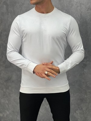 Modefendicom Düz Renk Iki Iplik Sweatshırt