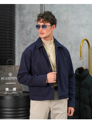 Modefendicom Orta Slim Fit Düğme Detaylı Kaşmir Kaban