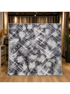 Merinos Jel Kaymaz Taban Modern Desenli Halı 4 M² Gri Beyaz Yumuşak Dokulu Salon Oturma Odası Halısı