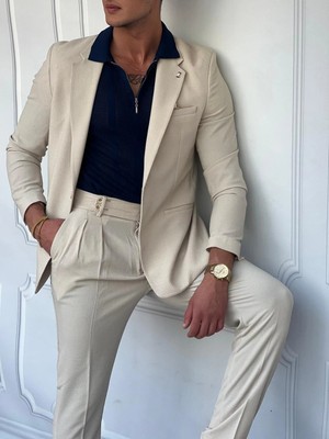 Modefendicom Özel Seri %100 Gofre Kumaş Italyan Kesim Modern Fit Ceket