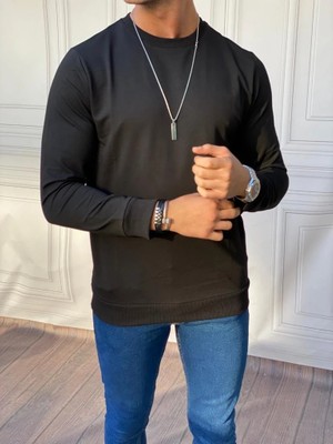 Modefendicom Düz Renk Iki Iplik Sweatshırt