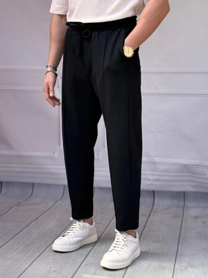 Modefendicom Waffle Kumaş Şerit Detaylı Boyfriend Jogger Pantolon