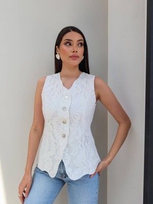 Esra Helvacı Çiçek Desen Yelek