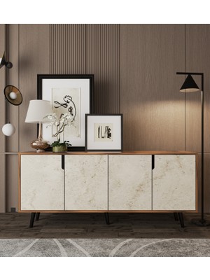 VM VERTEX MOBİLYA Latina Modern Konsol 180CM Ceviz-Traverten