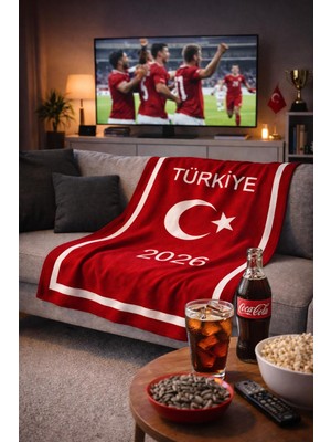 Osmanlı Triko Kişiye Özel Triko Battaniye-Türk Bayraklı Battaniye-Türkiye-Milli Takım-Ay Yıldız