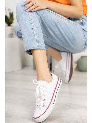 Ymn Ayakkabı Unisex Spor Ayakkabı Beyaz Kısa Keten Sneaker