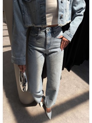 Esra Helvacı Dağınık Taşlı Wide Leg Jean
