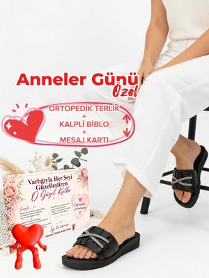 Altın Pabuç Anneler Günü Hediyesi Kadın Anne Terlik Hediye Paketli Duygusal Mesaj Kartlı ve Kalpli Biblo Hediyeli Rahat Yumuşak Taban Ev Dışarı Terliği