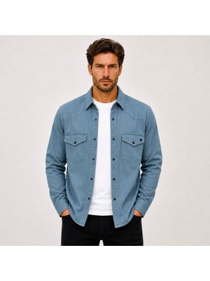 Classics Men Reeport Uzun Kol Slim Fit Erkek Kot Gömlek - 7643