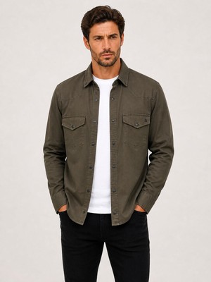 Classics Men Reeport Uzun Kol Slim Fit Erkek Kot Gömlek - 7643