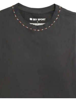 Zey/plus Nakışlı Erkek Basic T-Shirt - A0013