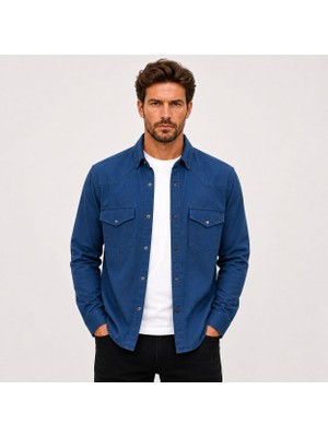 Classics Men Reeport Uzun Kol Slim Fit Erkek Kot Gömlek - 7643