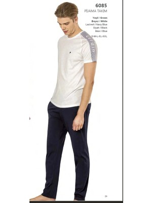 Pierre Cardin 6085 Erkek Penye Pijama 25Y-BEYAZ-L