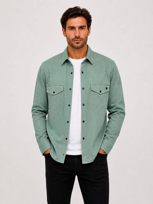 Classics Men Reeport Uzun Kol Slim Fit Erkek Kot Gömlek - 7643