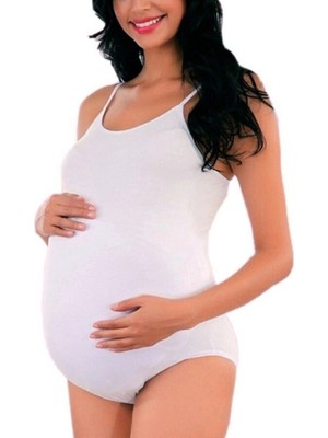 Imer Kadın Beyaz Premıum Modal Hamile Çıtçıtlı Zıbın 9253