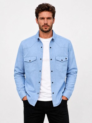 Classics Men Reeport Uzun Kol Slim Fit Erkek Kot Gömlek - 7643