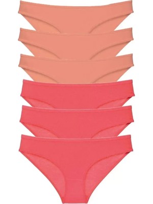Herşey Trend Herşeytrend 6 Adet Süper Eko Set Likralı Kadın Slip Külot Pudra Fuşya Mudanis