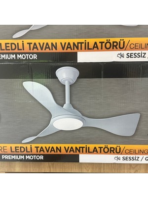 Kassel Aydınlatma  CT-3000 Modern Beyaz LED Işıklı Tavan Vantilatörü Fan Havalandırma ve Uzaktan Kumandalı