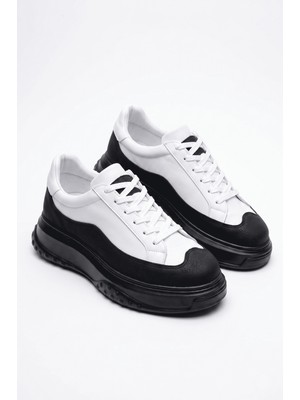 Zerenyus ZRJ507 Premium Comfort Bağcıklı Erkek Günlük Sneaker Beyaz Siyah