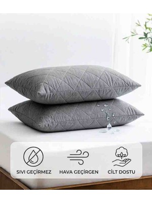 Vellista Home Collection Yastık Alezi Seti Pamuklu 2'li Kapitone Yastık Koruyucu Alez