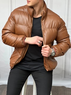 Modefendicom Şişme Oversize Yüksek Kalite Deri Mont