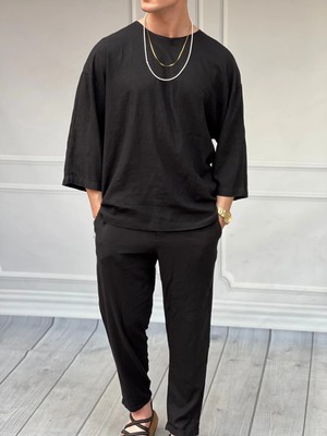 Modefendicom %100 Keten Fakir Kol Oversize Alt-Üst Takım
