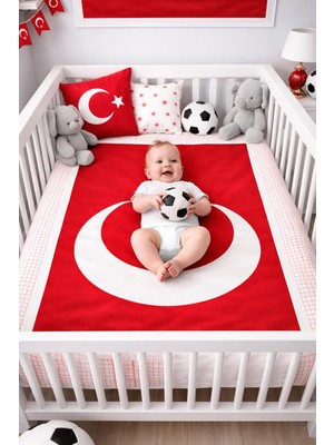 Osmanlı Triko Türkiye Bebek Battaniyesi-Ay Yıldız Battaniye-Kırmızı Beyaz Battaniye-